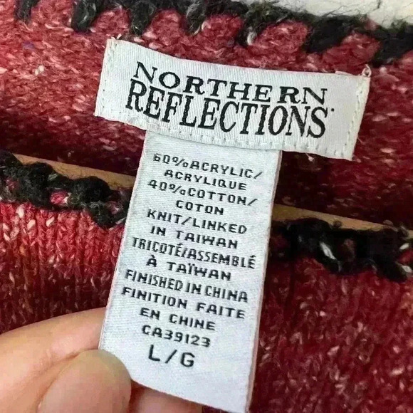 Northern Reflections Womens Red Striped Knit Cotton Cottagecore Sweater Large - Picture 5 of 12